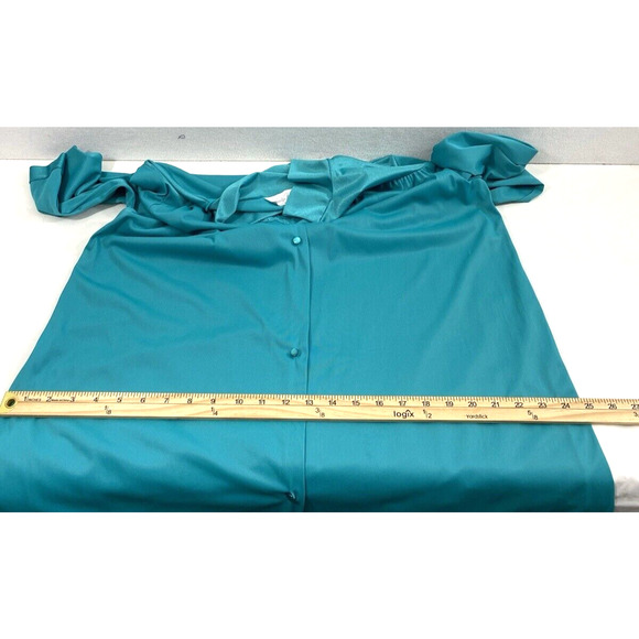 Vintage Vanity Fair Robe Womens Medium Teal Blue Nylon Button Down Sleepwear USA - Picture 8 of 11